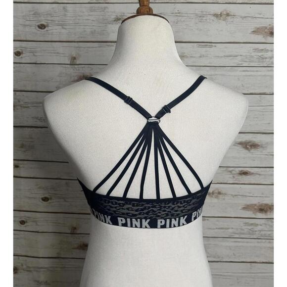 PINK Victoria's Secret lace strappy racerback push-up pigeonnant bra Size 32D - Picture 6 of 10